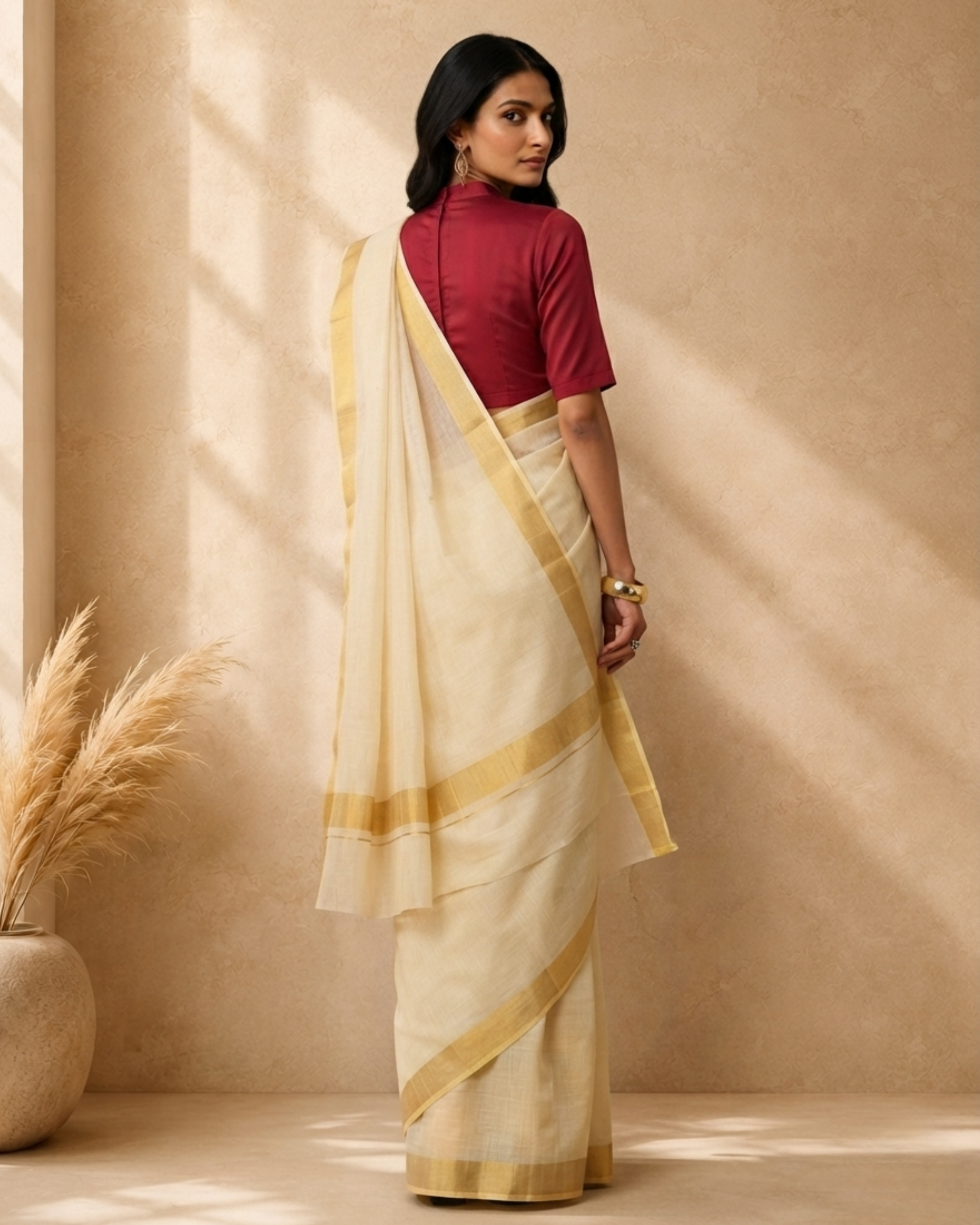 Lemon Yellow Cotton Blend Woven Saree with Border