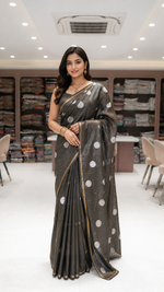 Green Circular Threadwork Design Handloom Saree