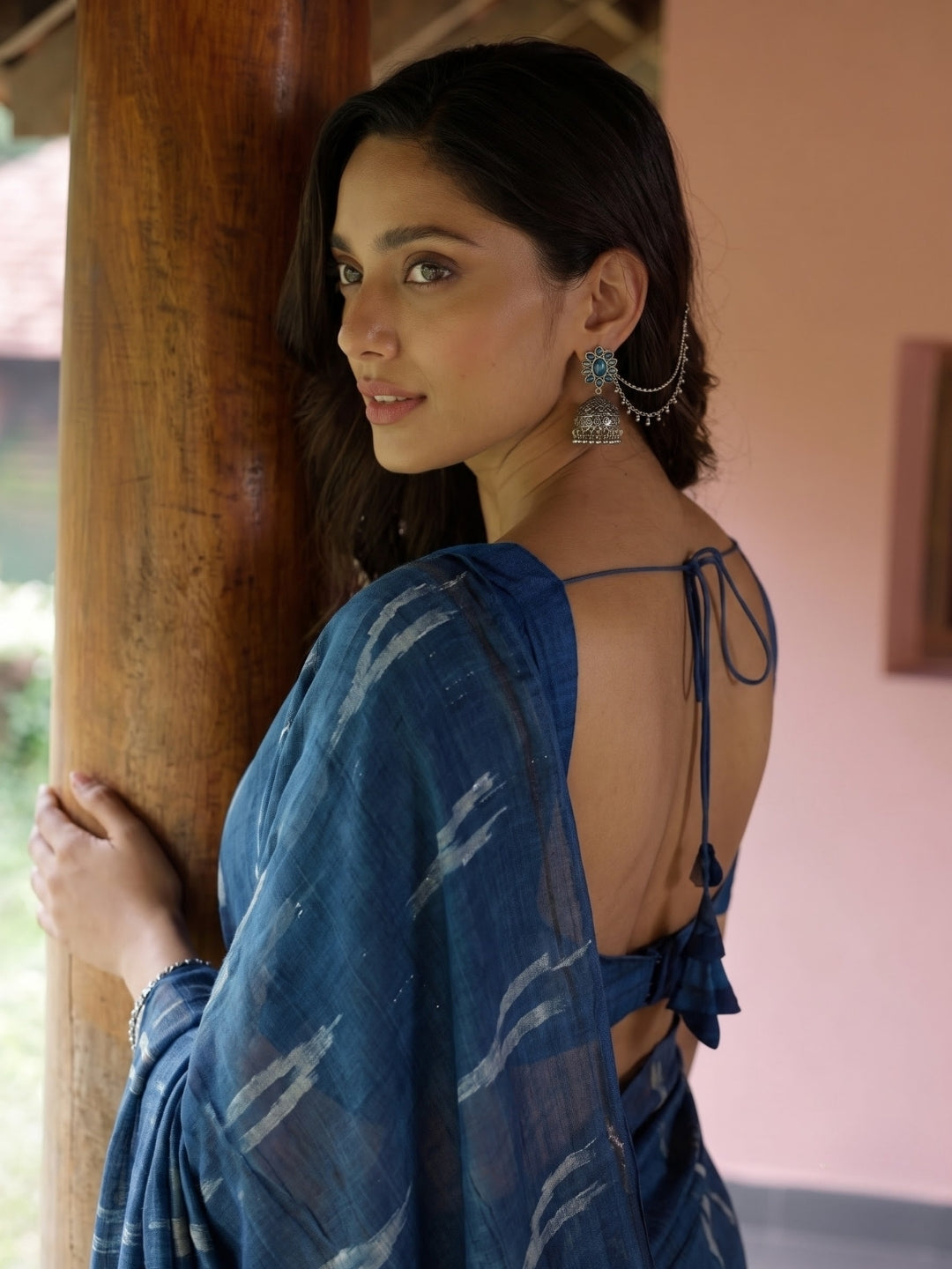 Blue Ikat Woven Design Handloom Saree