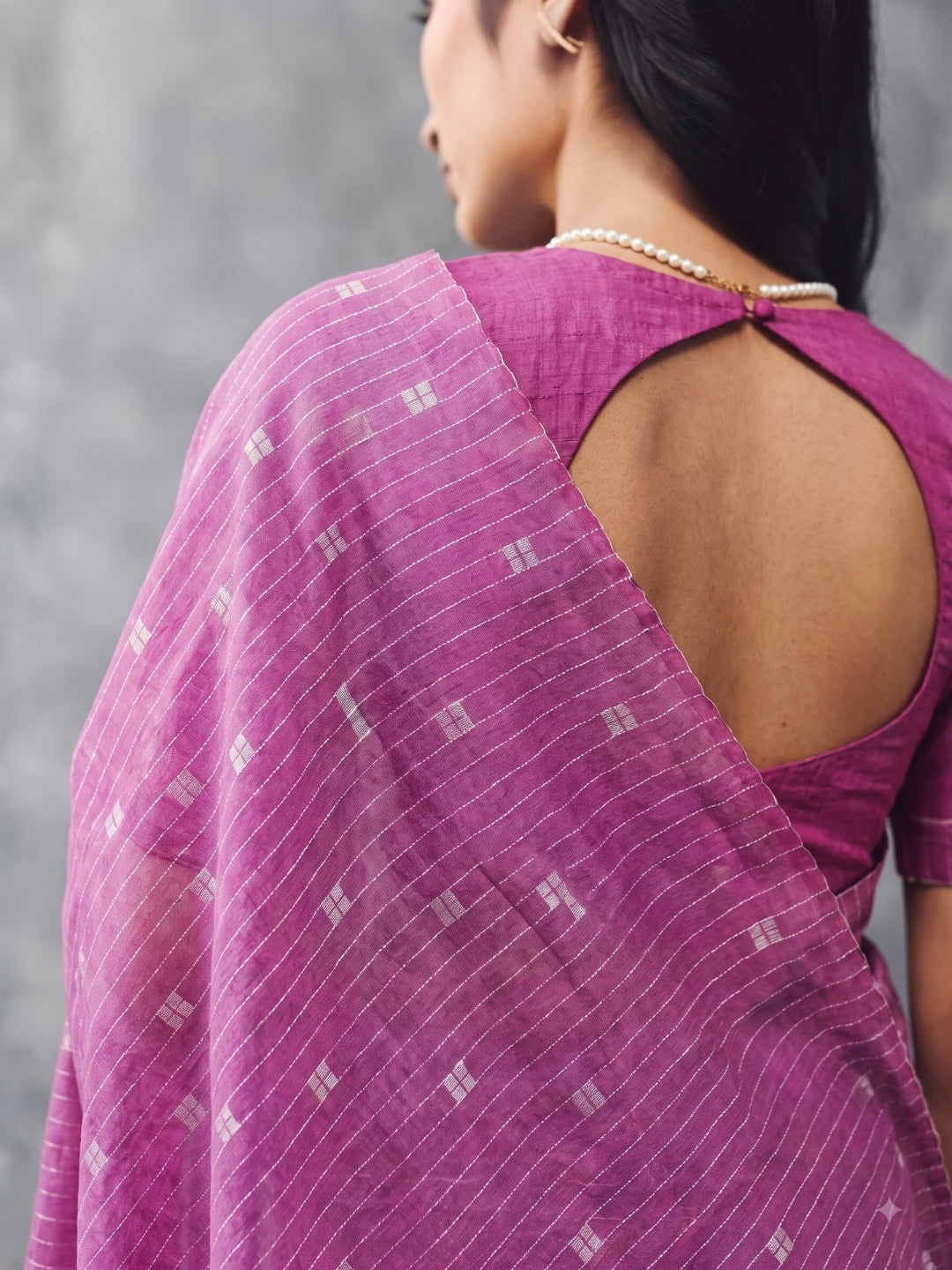 Pink Threadwork Design Handloom Saree