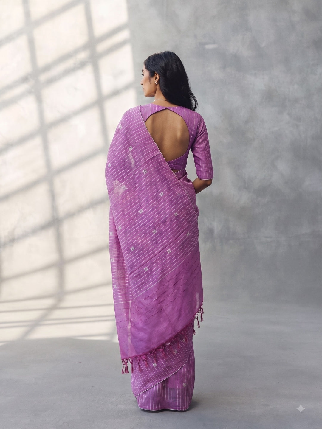 Pink Threadwork Design Handloom Saree